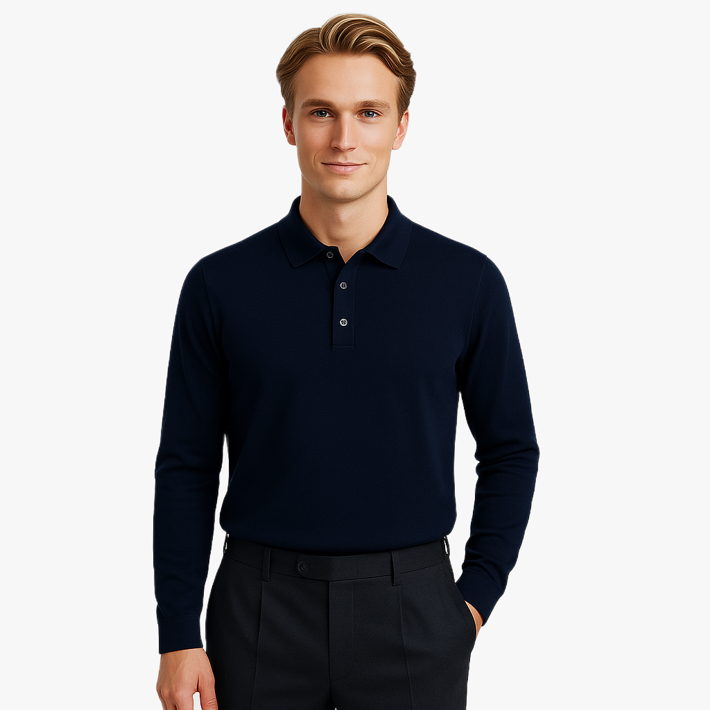 Elegant Long Sleeve Casual Polo Shirt