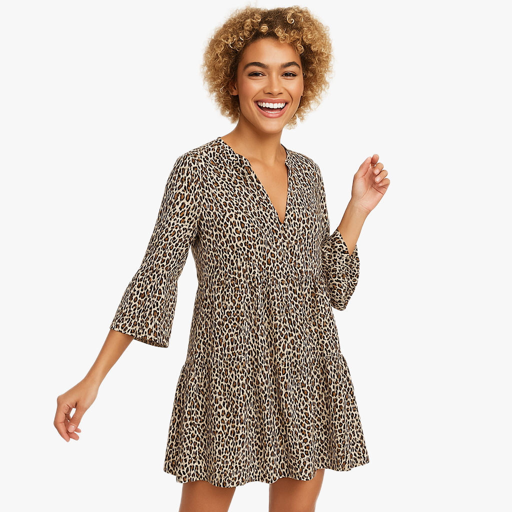 Chic Leopard Print Knee Length Dress for Women