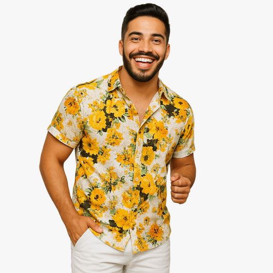 Stylish Casual Floral Print Men's Shirt